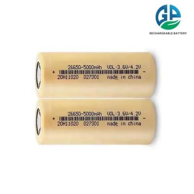 China Oplaadbare lithiumbatterij Hoge capaciteit 26650 5000mAh Lithium-ionbatterijcel 3.7v 5000mah Cylindrische batterij Te koop