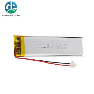 China KC CB IEC62133 LiPo Rechargeable Battery Pack 752065 940mAH Lithium Polymer Cell Lipo Battery 3.7v 10ah Tracker Battery for sale