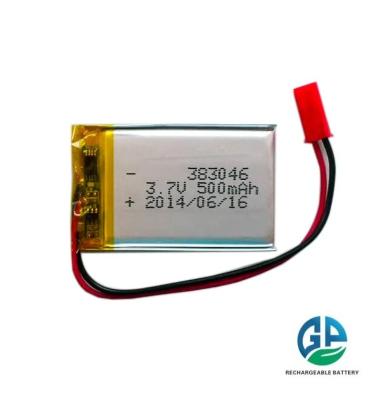 China 3.7v 500mah lithium polymer lipo battery 383046 Li Polymer KC Rechargeable Lipo Battery for sale