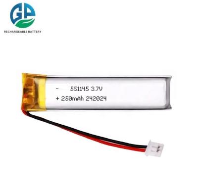 China 3.7V Li-Polymer Cell 250mAh Polymer Lithium Battery Met KC 3.7v 551145 250mah Lithium-Ion Polymer Batterijen Te koop