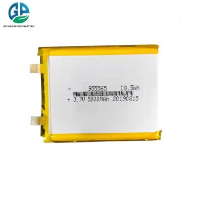 China Hoge capaciteit Hoge cyclustijd Lipo-batterij 3.7v Oplaadbare batterijen 955565 3.7v 5000 Mah Batterij 18.5wh Oplaadbare lithiumbatterij Te koop