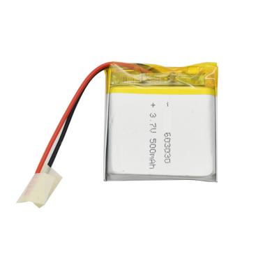 China 603030 3.7 Volt Li Polymer Battery 500mah UN38.3 Lipo Battery Pack for sale