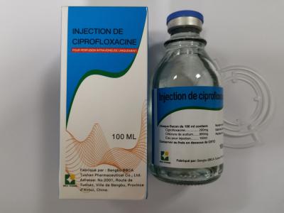 China Ciprofloxacin Lactate Pharmaceutical Injection 100ml / Glass Bottle Te koop