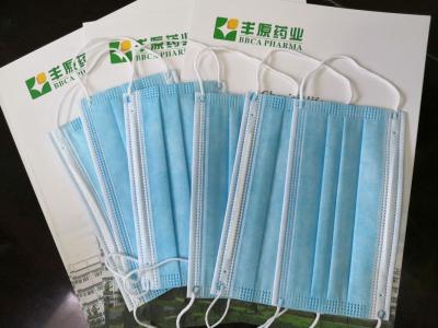 China Blue Personal Care Medical Supplies Three Layer Non Woven Face Mask With Elastic for sale