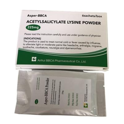 China OTC White 0.225g Lysine Acetylsalicylate Powder for sale