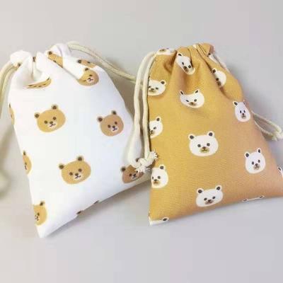 China Small Folding 100% Cotton Muslin Gift Pouch Bag for sale