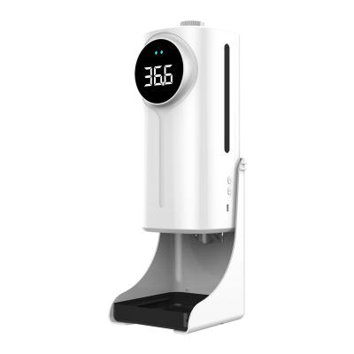 China Foam Automatic Soap Dispenser K9 PRO DOUBLE Thermometer 1200ML Soap Dispenser 2 In 1 Forehead And Hand Temperature Measuring 18 Languages for sale