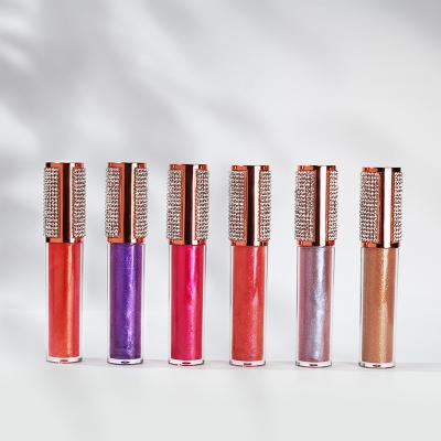 China Girls' Supplies Private Label Non-sticky Superior Shimmer Natural Shiny Long Lasting High Quality Organic Diamond Crystal Lip Gloss for sale