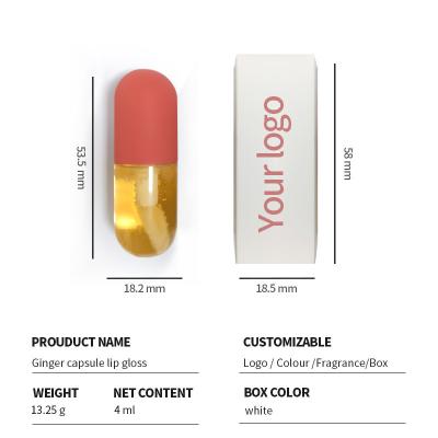 China Wholesale Waterproof Private Label Plumper Mini Pill Small Oil Capsule Ginger Lip Dropper Lip Gloss With Your Own Logo for sale