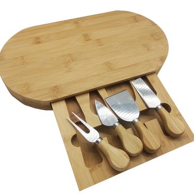 China Disposable High Quality Multi Functional Fancy Drawer Wooden Bamboo Chopper With Knife Set for sale