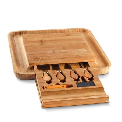 China Good Price Disposable Bamboo Butter And Cheese Dish Cutlery Set With Slide Out Of Drawer for sale