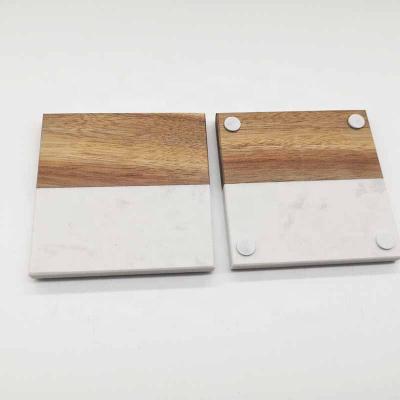 China Viable factory wholesale marble coaster high quality round square marble and wood coaster coaster for sale