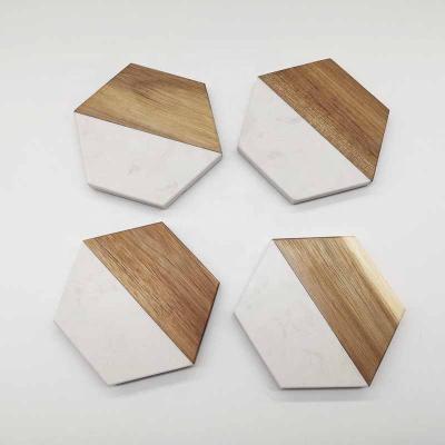 China High quality marble viable white marble coaster wholesale and square wooden coaster coaster factory for sale