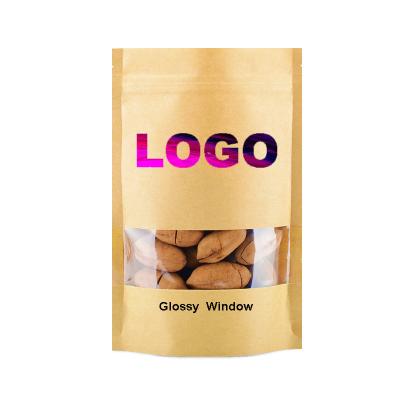 China BIODEGRADABLE high quality plastic lined kraft paper pouch stand up zip lock bag with clear window for dry food snack packaging for sale