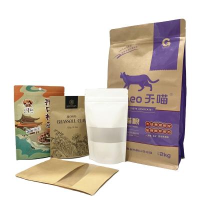 China BIODEGRADABLE Customized Printing Stand Up Zipper Pouch Kraft Paper Bags With Window For Food Package for sale