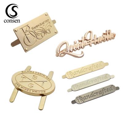 China Nickel Free/Lead Free Gold Brand Metal Bag Hardware Labels Small/Good Quality Custom Letters Engraved Labels Plate For Handbags for sale