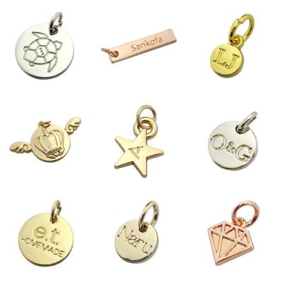 China Nickel Free/Ellipse Brand Logo/Good Quality Lead Free Metal Silver Color Engraved Custom Jewelry Pendant Tags For Necklaces for sale