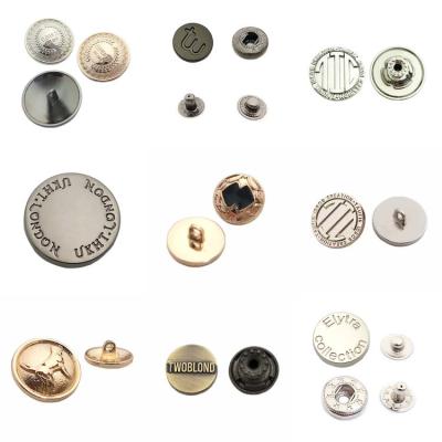 China Sustainable Decorative Gold Color Customized Logo Raised Coat Leg Metal Button for sale