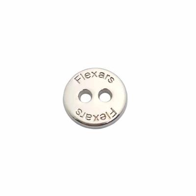 China Dry Cleaning Round Shape Custom 2 Holes Metal Logo Engraved Fabric Sewing Button for sale