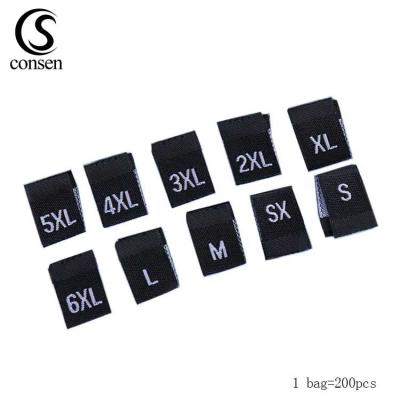 China Viable Cheap Price Washable Black Color Making Woven Clothing Size Label For Garment for sale