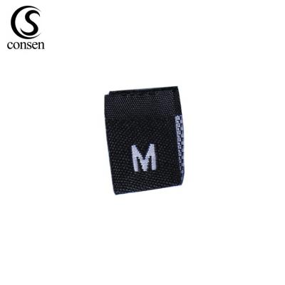 China Embroidered Washable Head Label Custom Apparel Woven Size Label For Brand Garment for sale