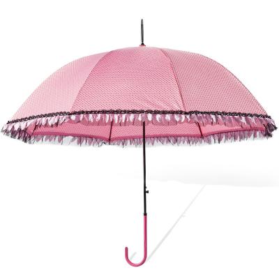 China Flower Parasol Factory Direct Supply Handle Lace Princess Parasol Female Automatic Rain Long Parasol and Sun Dual Use Umbrella for sale