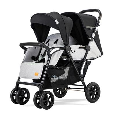 China Wholesale Polyester Manufacturer Luxury Twins Stroller 3 in 1 High View Aluminum Folding Landscape Pram Two Baskets Double Baby Carriage for sale