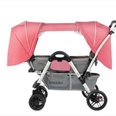 China Hot Sell Luxury Baby Stroller Sight Double Child Lightweight Travel Polyester Child Foldable Twin Carriage Pram High for sale