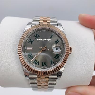 China BP-Factory Auto Date Custom Logo Mounted Gold Oyster Bezel Green Roman Numeral Scale 41MM Luxury Automatic Mechanical Watch for sale