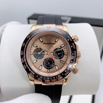 China Luxury Pink Rubber Band Sport Black Dial Panda Case Power Reserve 841 Gold Mechanical Watch for sale