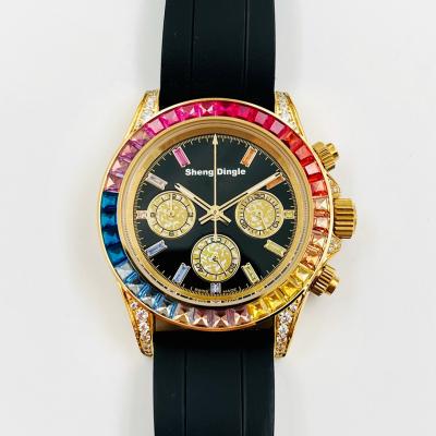 China Diamond Case Luxury Gold Reserve 829 Power Bezel Black Colorful Waterproof Dial Band Mechanical Watch for sale