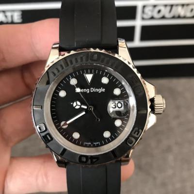 China Sport Fashion Black Infinity Buckle Bezel Case Automatic Silver Movement Rubber Band 2813 Mechanical Date 283 Watch for sale