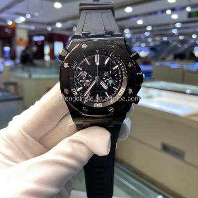 China Fashion Multifunctional Automatic Black Dial Date 329 Stainless Steel Silicone Strap 42mm Luxury Mechanical Watch for sale