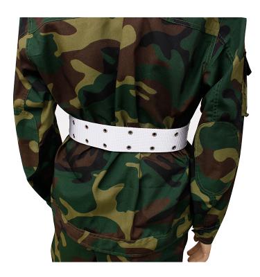 China Fashional Customized Logo White Fabric Military Belt With Metal Hole for sale