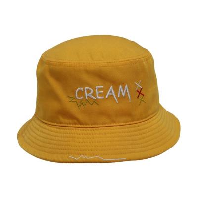 China Fashion\comfortable\durable Wholesale High quality Female  Fisherman Bucket Hats Wide Brim Promotion Cotton Flat Embroidery Sun Bucket Fisherman Caps for sale