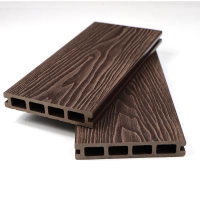 China Walnut composite deck panel wpc wood grain outdoor wood UV-resistant anti-slip waterproof wear-resistant decking boards flooring for outdoor garden patio for sale