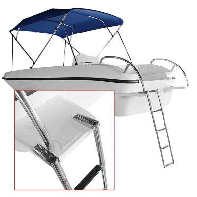 China Marine Hardware Folding Ladder 4 Folding Yacht Accessories Telescopic Stainless Steel Boat Step Ladder 316 Stainless Steel Swimming Molded PC for sale