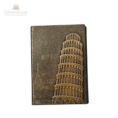 China new design A5 2021 3D relief embossed hard cover journal notebook leather notebooks for writing dairy for sale