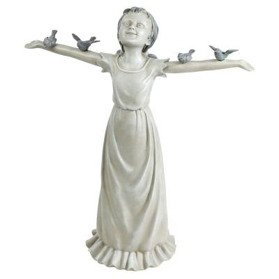 China Resin Traditional Wholesale Artistic Garden Decorative Statue Of A Little Girl Basking In God's Glory for sale