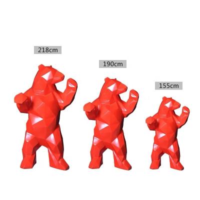 China Geometric Art Decoration Fiberglass Bear Statue World Large Abstract Resin Bear Sculpture Figurine for sale