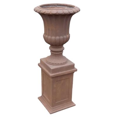 China The Vase And Base Are Wholesale Separate Little Italy Fiberglass 2-Piece Garden Flower Urn Planter For Decration for sale