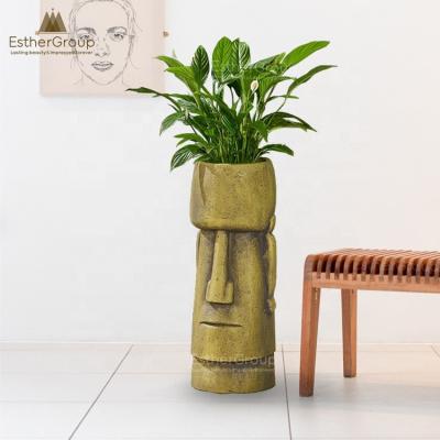 China Wholesale Creative Modern Tiki Cast Stone Flower Pots Outdoor&Indoor Easter Island Planter for sale