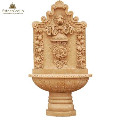 China Fountain with Lion Head Outdoor Natural Stone Garden Wall Waterfall Fountain with Lion Head for sale