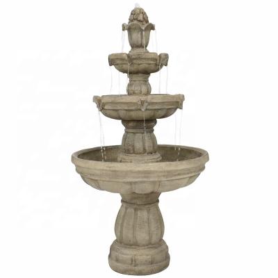 China Contemporary Outdoor Decor Fiberglass Home 3-Tier Garden Water Fountain for sale