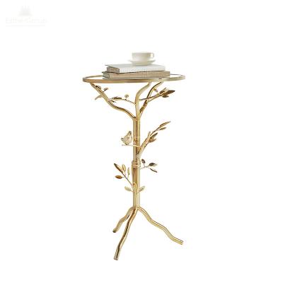 China (Size) Hot Sale Adjustable Bird Side Table and Branches Tripod Around Table Glass Coffee Tea Side Table for sale