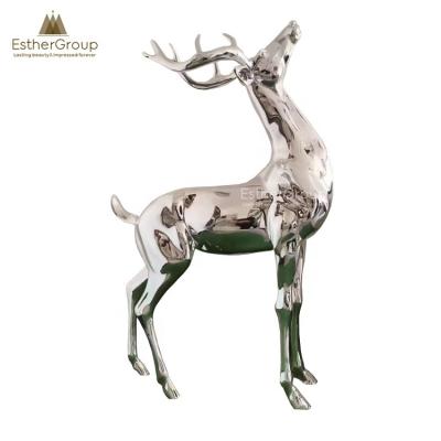 China China Modern Abstract Sculptures Life Size Animal Polished Stainless Steel Panther Statue for sale