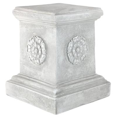 China Home& English Garden Decoration Wholesale Resin White Garden Sculptural Rosette Pedestal Plant Stand for sale