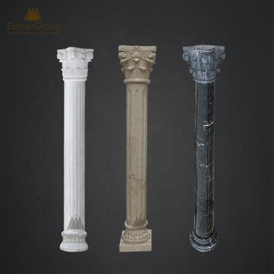 China Solid Decorative Solid Round Staircase Pillar Stone Column Marble Greek and Roman Style for sale