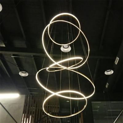 China L4u TUV SAA Modern Contemporary Gold Five-Ring Circular LED Ring Pendant Lamp Chandelier For Home Hotel for sale