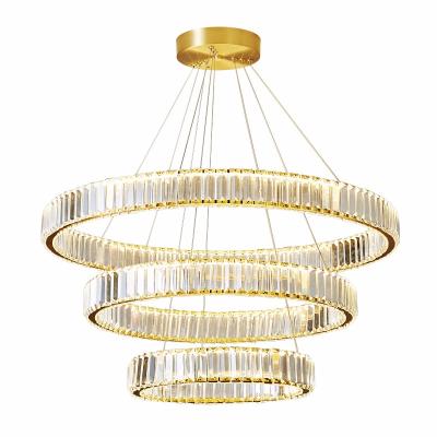 China Round modern ceilling Modern Ring Chandelier Crystal Pendant Lighting Circle Crystal Ring Pendant Light L4u LED large for hotel lamp pendant lighting for sale